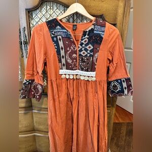 Orange Patchwork Dress